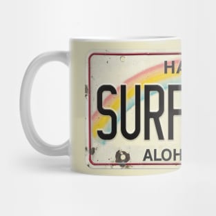 Vintage Hawaii License Plate SURF GIRL Mug